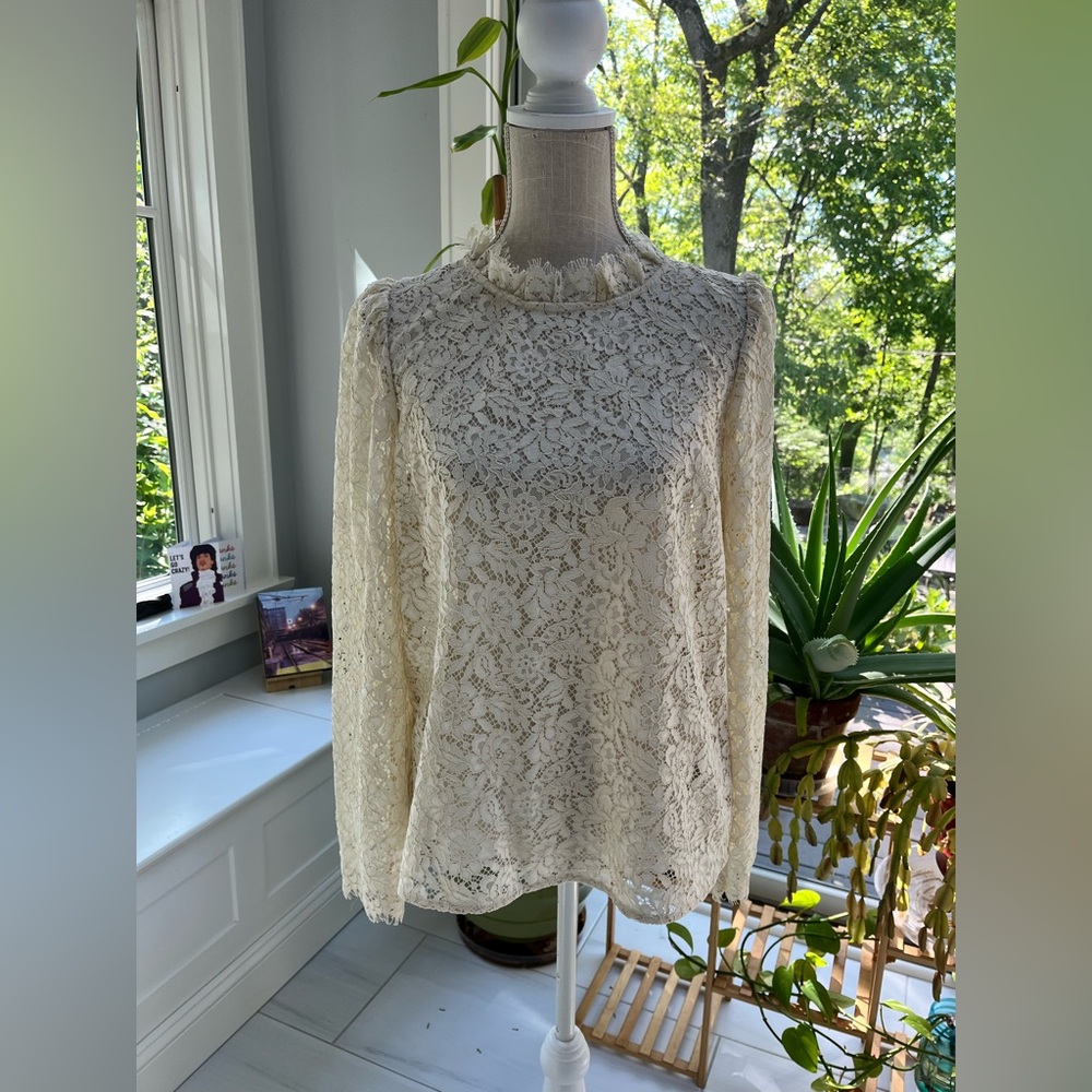 GAP Cream Lace Long Sleeve Blouse